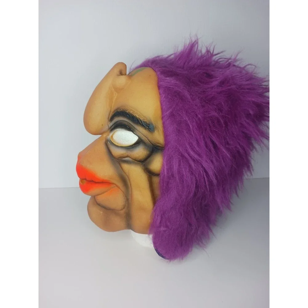 Vintage Fun World Halloween Mask - Purple Hair , Upside Down Nose